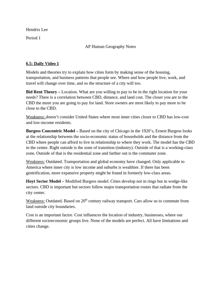 AP Human Geography Notes | PDF | Suburb | Economies