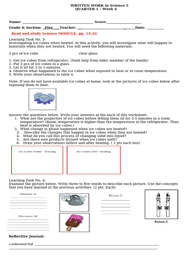 PERFORMANCE TASK in Science 5 Q1 W4 | PDF