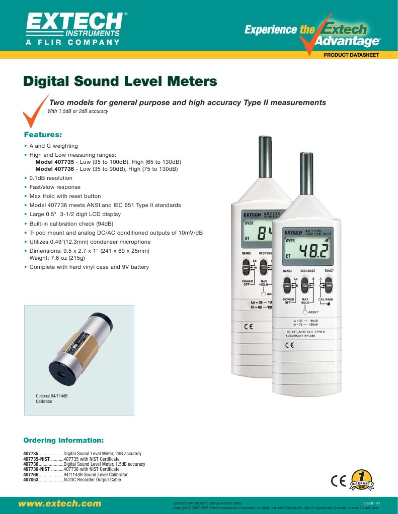Digital Sound Level Meters: Two Models For General Purpose and High ...