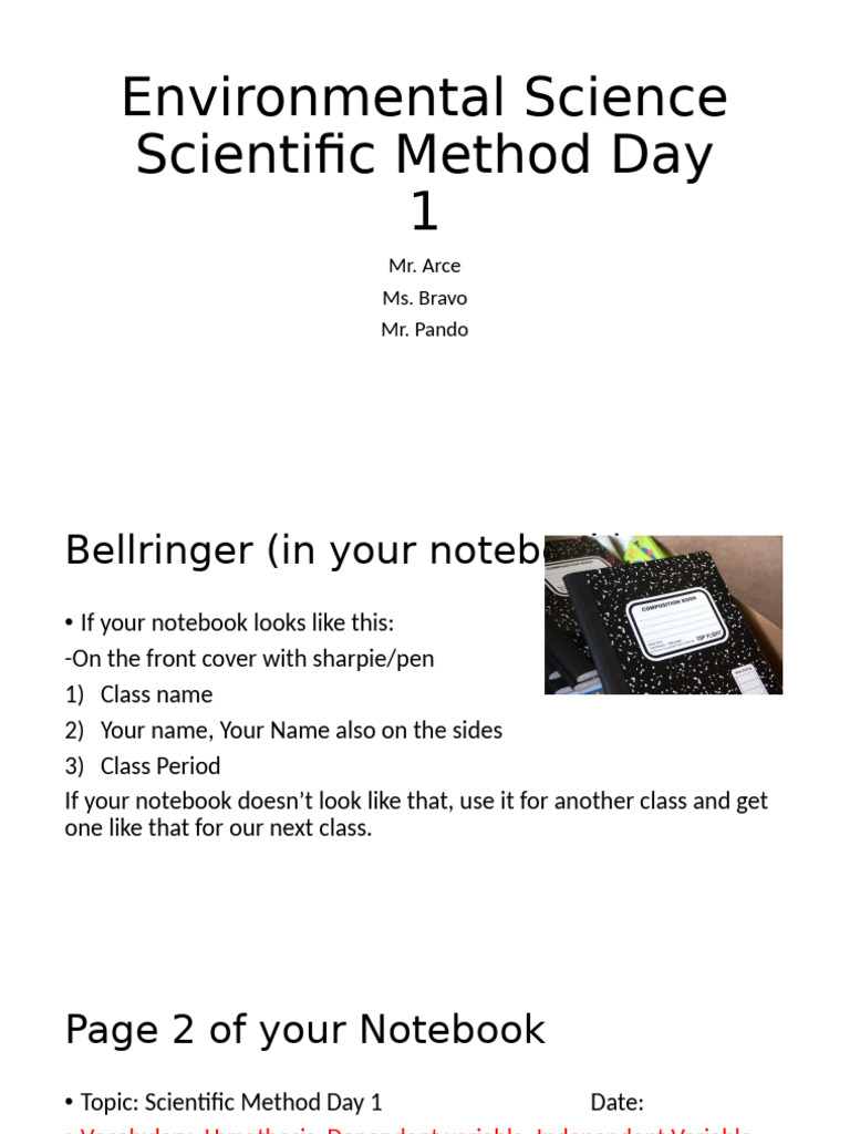 Environmental Science Scientific Method Day 1 2024 2025 | PDF