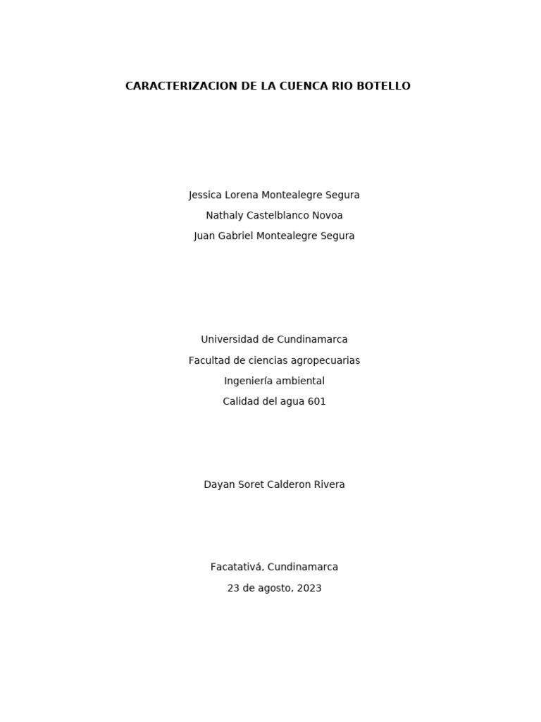 Caracterización del río Botello en Facatativá | PDF | Agricultura ...