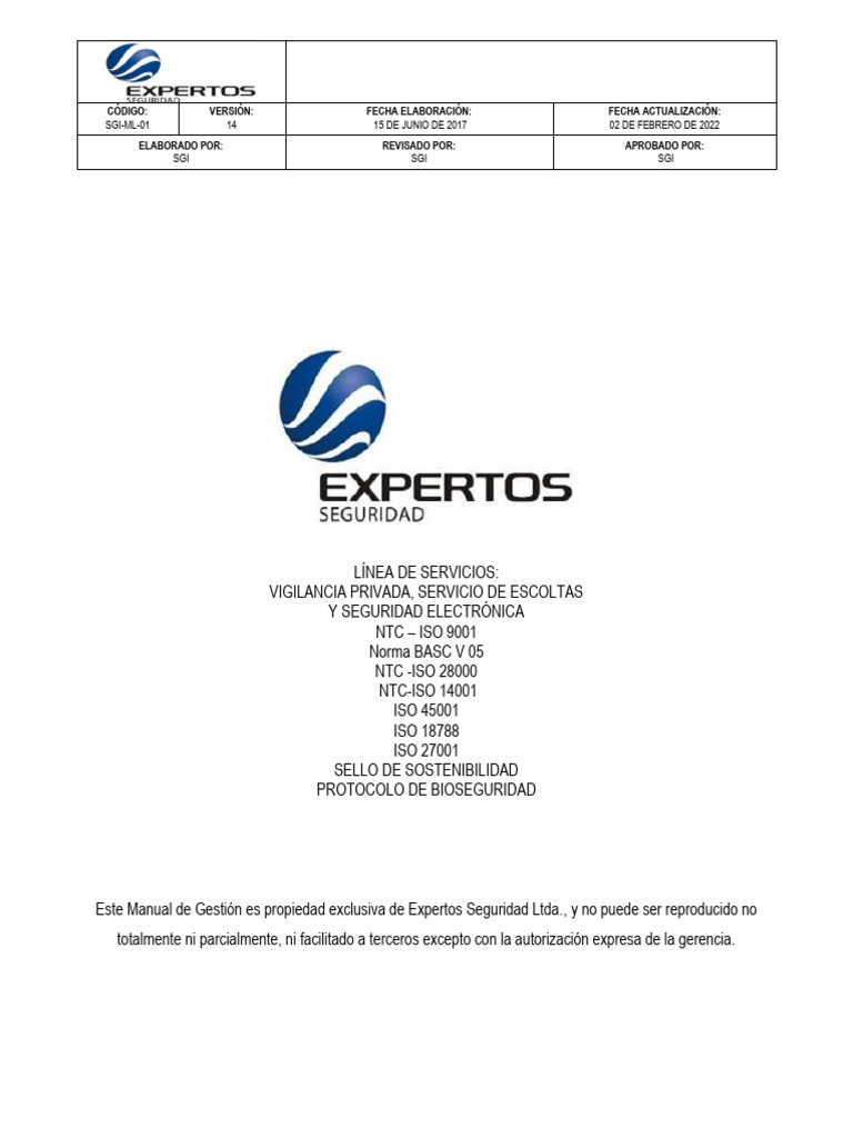 SGI ML 01. Manual Del Sistema de Gestion Integral | PDF