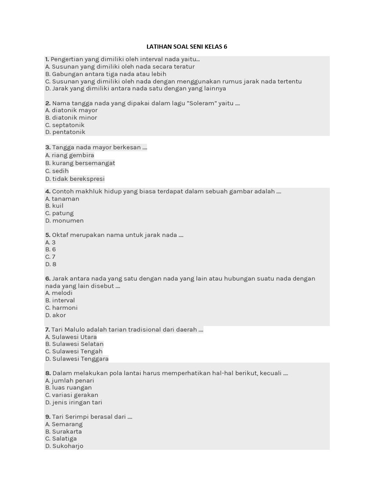 Soal dan Jawaban Esai Seni Rupa Kelas 6 Kurikulum Merdeka 2026 Semester 2