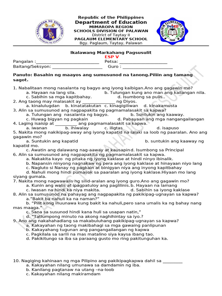 PT - Esp 5 - Q2 | PDF
