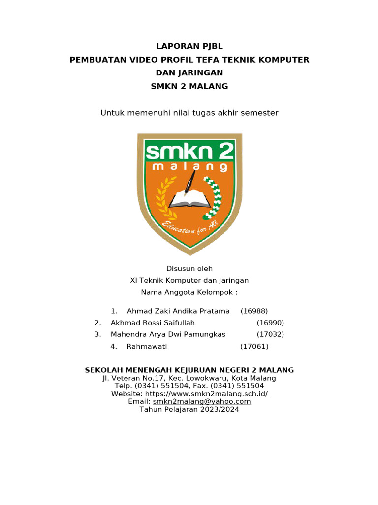 Penulisan Laporan Proyek Tefa A5 | PDF