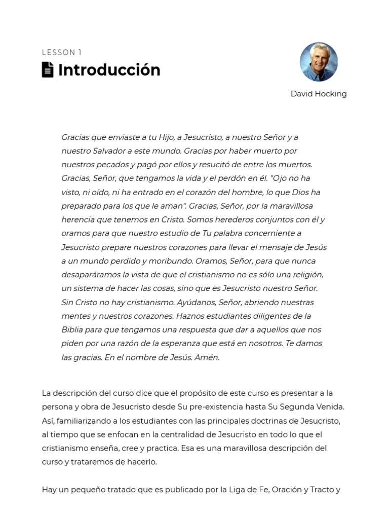 Lesson 1 - Introduction - The Doctrine of Christ (Christology) | PDF