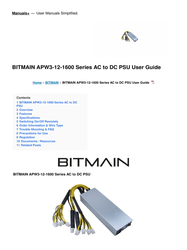 Apw3 12 1600 Series Ac To DC Psu Manual | PDF | Power Supply ...