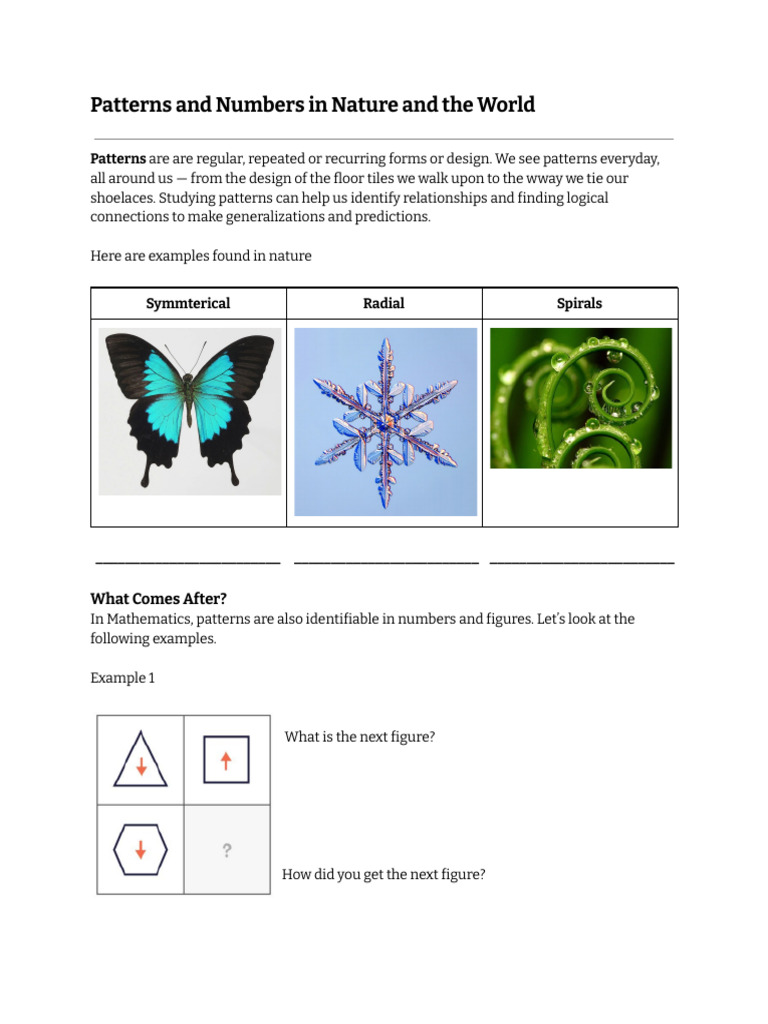 Patterns and Numbers in Nature and The World | PDF