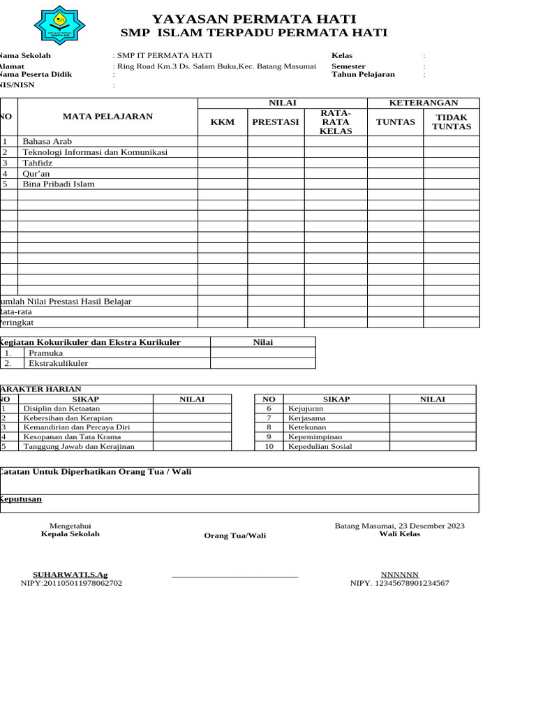 Format Rapor Ke IT An - 062311 | PDF