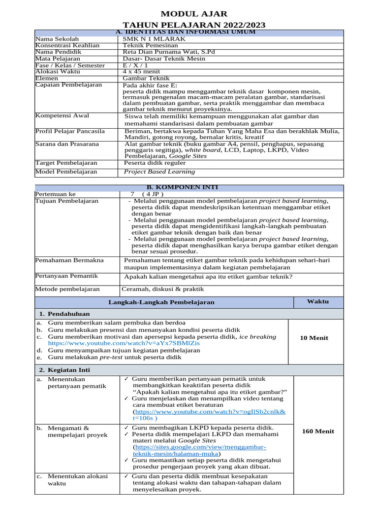 Modul Ajar Gambar Teknik Otomotif Pdf Pdf