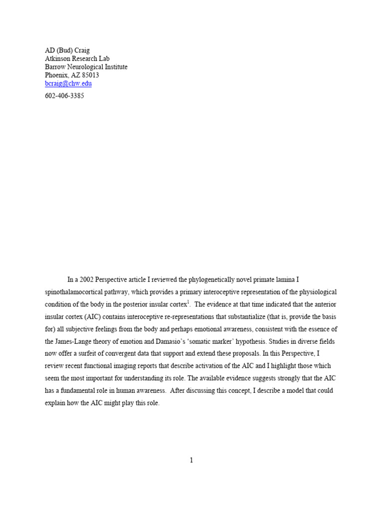 Anterior Insula and Human Awareness | PDF
