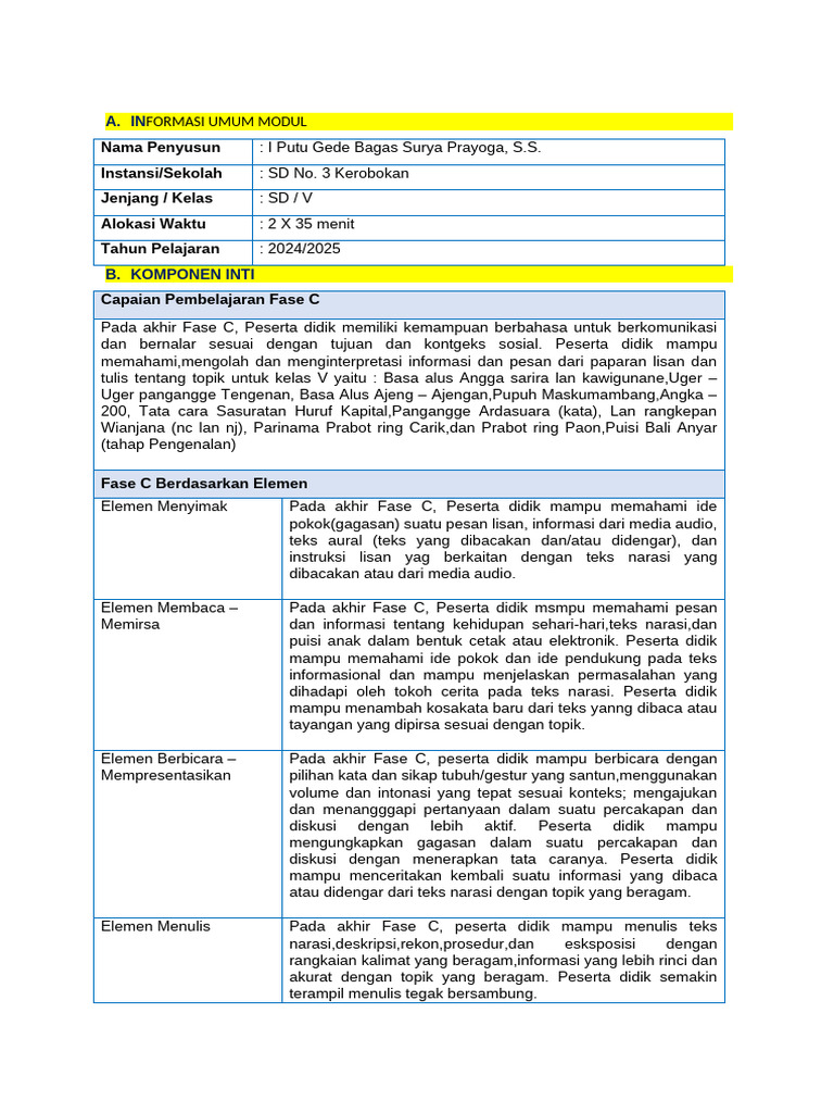 Modul Ajar Unit 2 | PDF