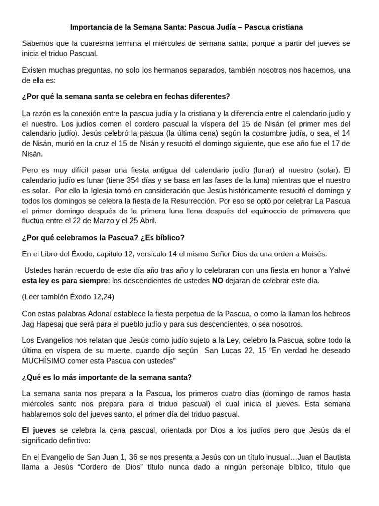 Semana Santa: Significado y Celebración | PDF | Pascua de Resurrección ...