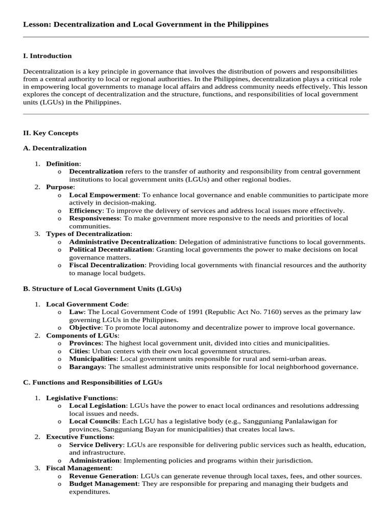 Decentralization and The Local Government | PDF