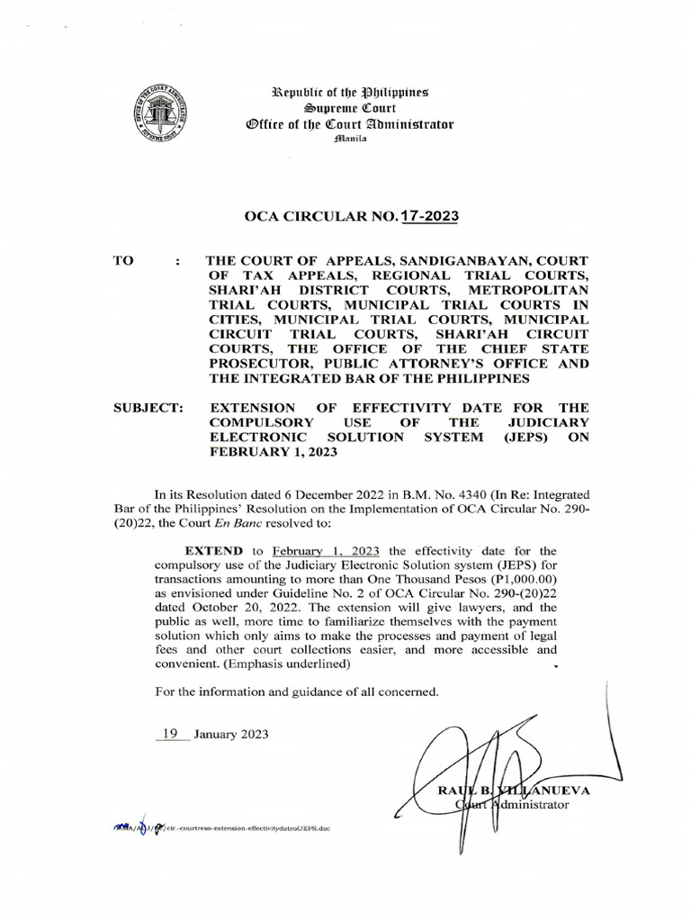 OCA Circular No. 17-2023 | PDF