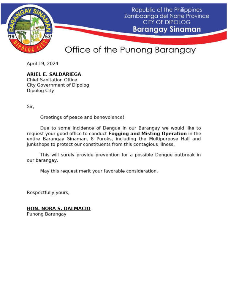Letter For Fogging | PDF