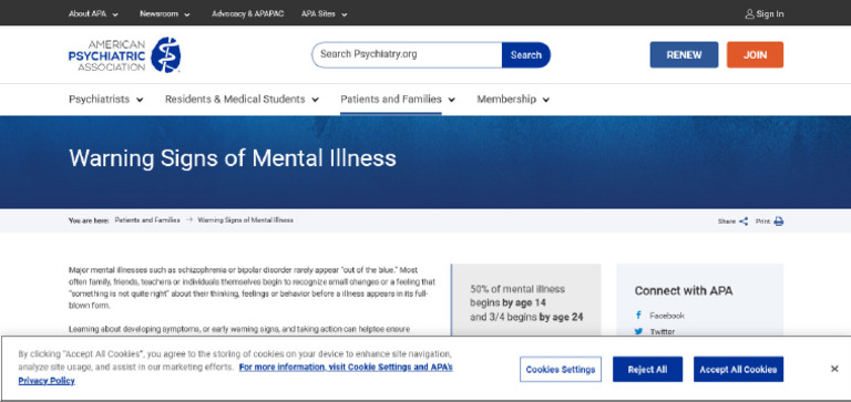 432 - Psychiatry - Org - Warning Signs of Mental Illness | PDF