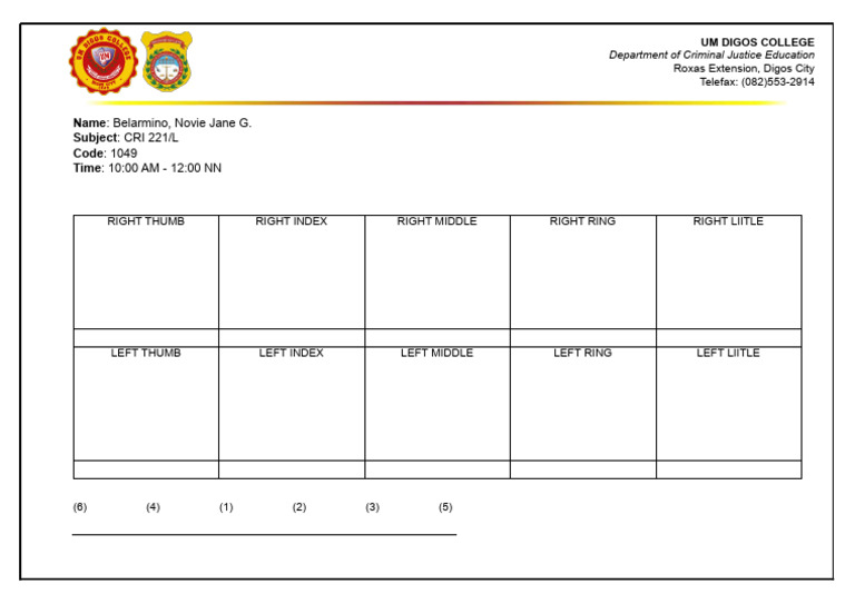 FINGERPRINT CLASSIFICATION FORMAT | PDF