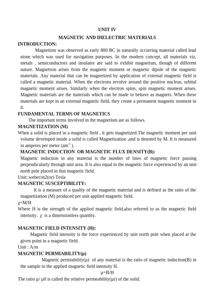Magnetic and Dielectric Materials Overview | PDF | Dielectric ...