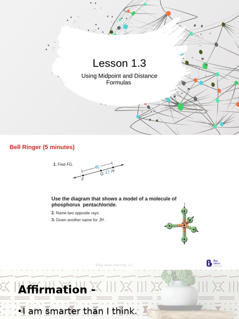 Strozier+Lesson+1.3+ +Midpoint+and+Distance | PDF