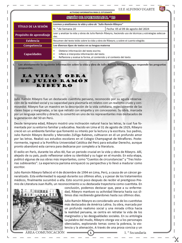La Vida Y Obra de Julio Ramón Ribeyro | PDF