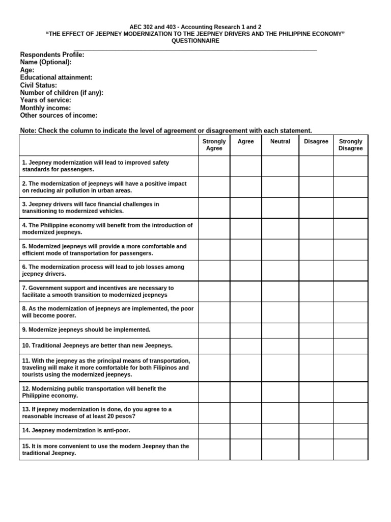 Questionnaire Final XXXX | PDF