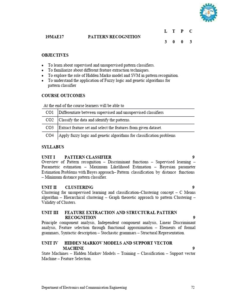 5.19mae17 - Pattern Recognition | PDF
