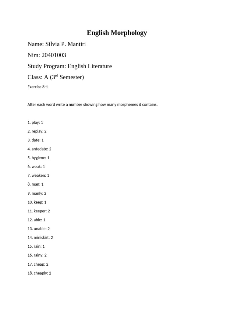 English Morphology Assignment 2 Pdf