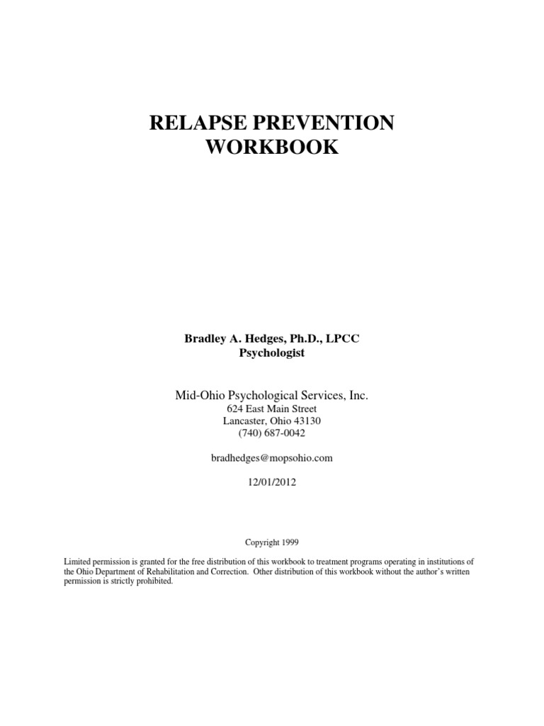 Relapse Prevention Workbook PDF