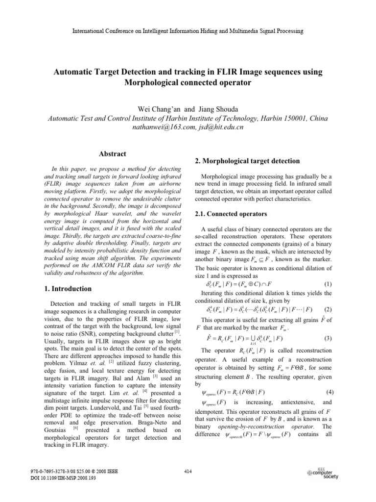 Automatic Target Detection and Tracking in FLIR Image Sequences Using ...