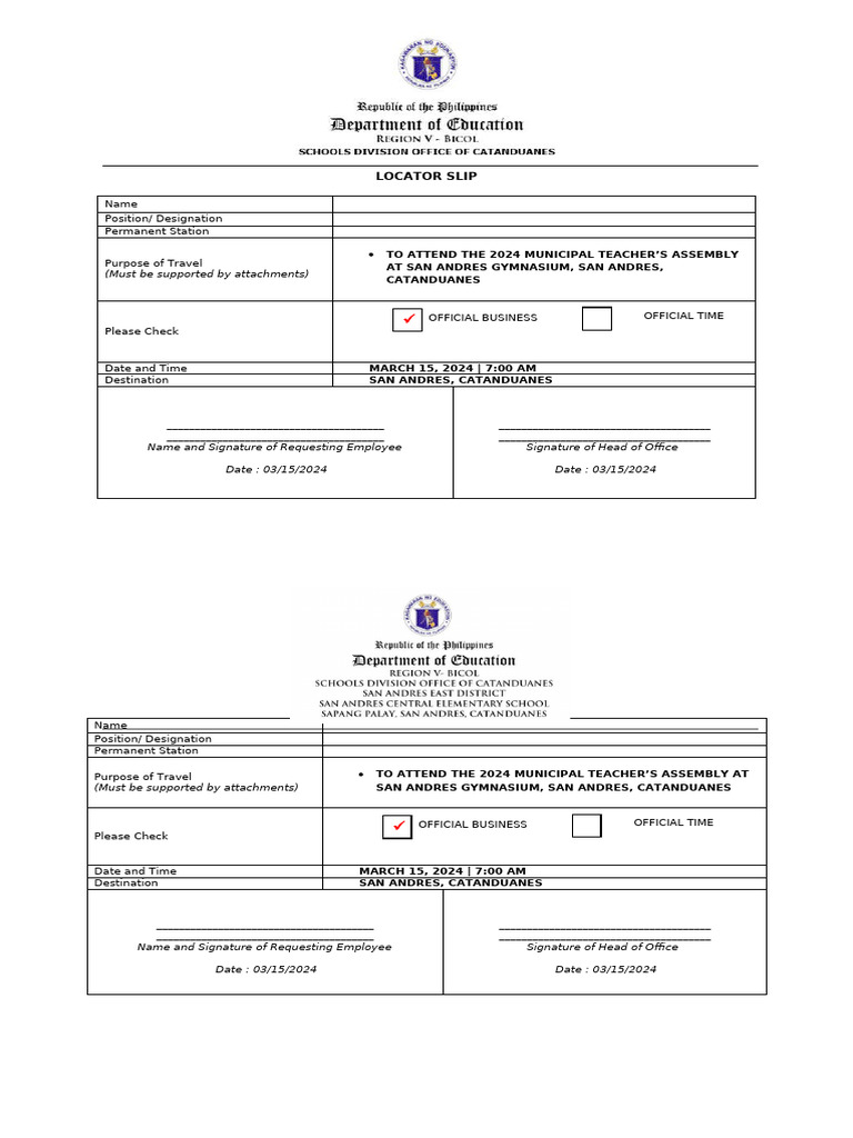 Locator Slip Half | PDF