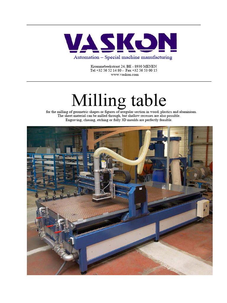 Milling Table: Automation - Special Machine Manufacturing | PDF