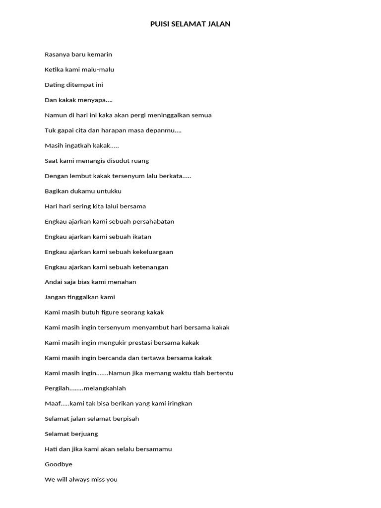 PUISI SELAMAT JALAN | PDF