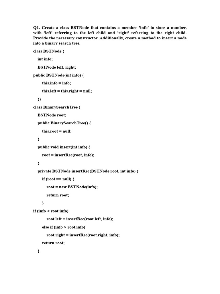 Binary Search Tree Implementation Guide | PDF | Discrete Mathematics ...