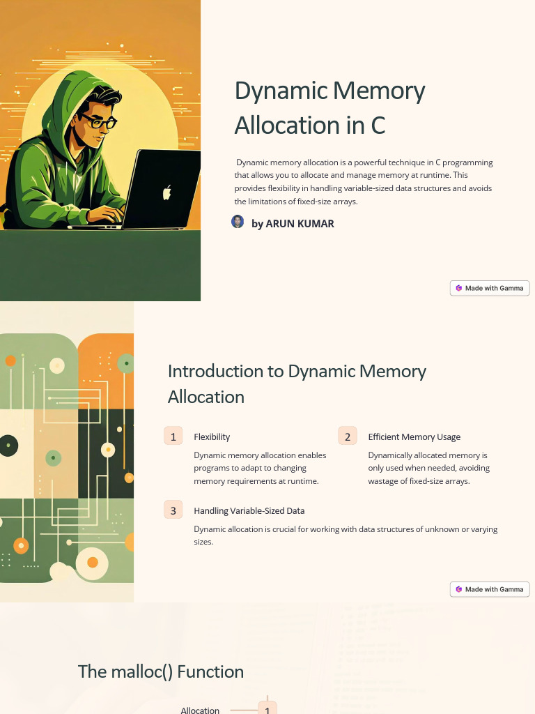 Dynamic Memory Allocation in C: by Arun Kumar | PDF