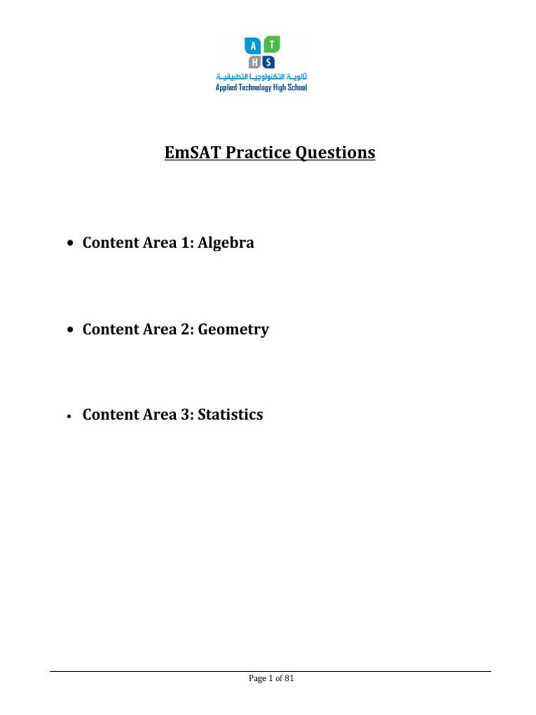 EmSAT Practice Questions-A.K | PDF