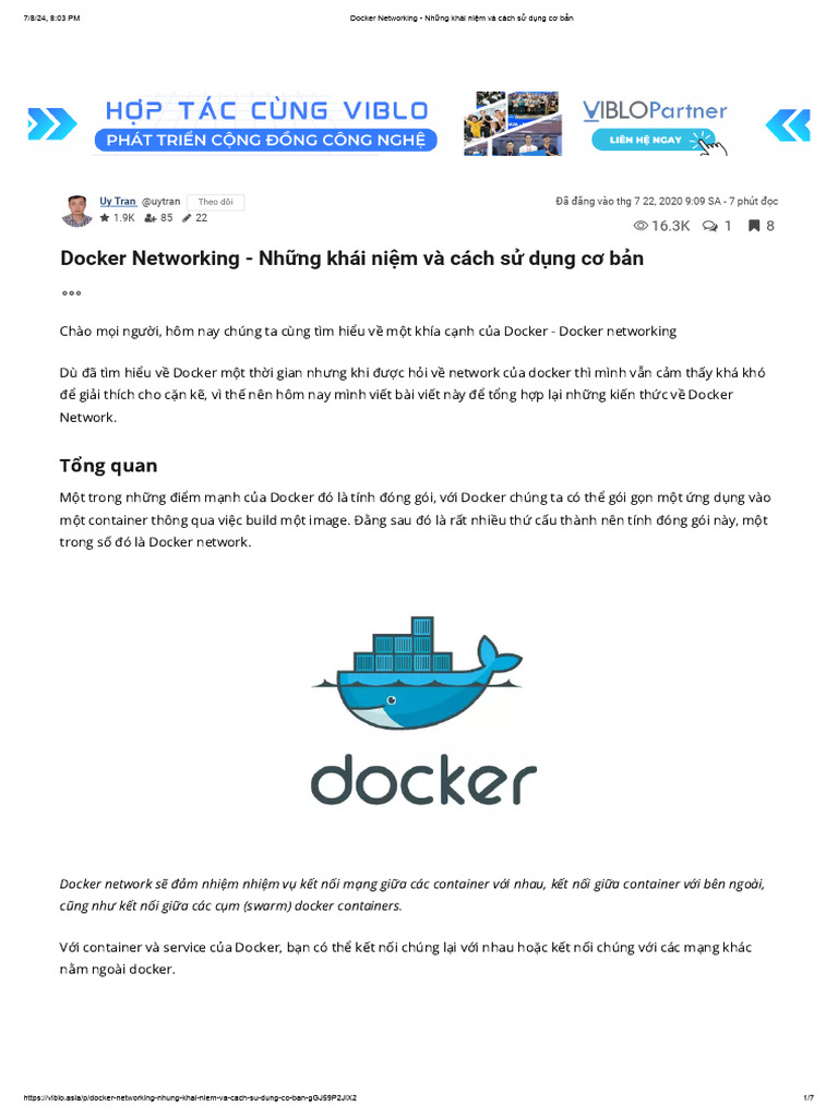 Docker Networking - Những khái niệm và cách sử dụng cơ bản | PDF