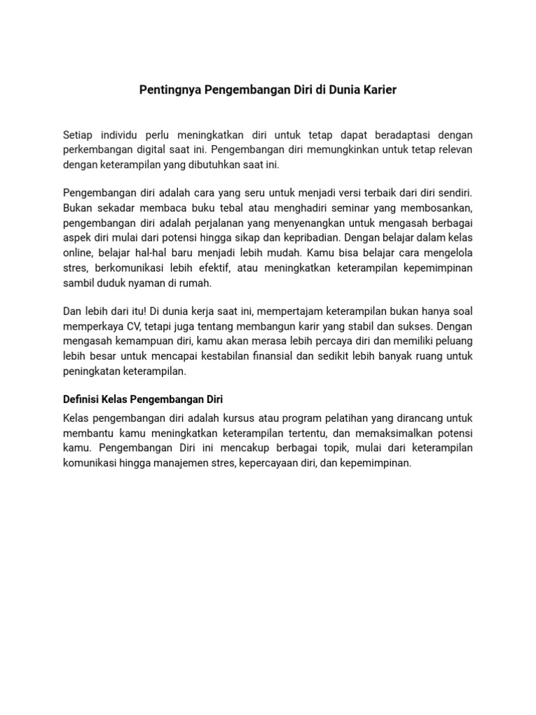 pendidikan pengembangan diri untuk meningkatkan kepuasan hidup