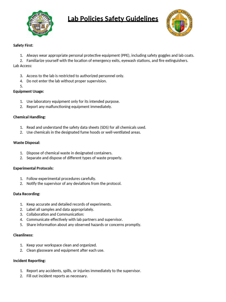 Lab Guidelines | PDF | Laboratories | Science & Mathematics