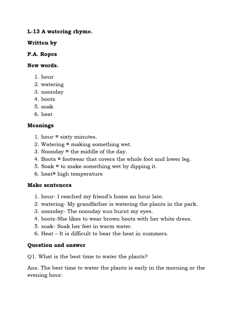 L 13 A Watering Rhyme PDF