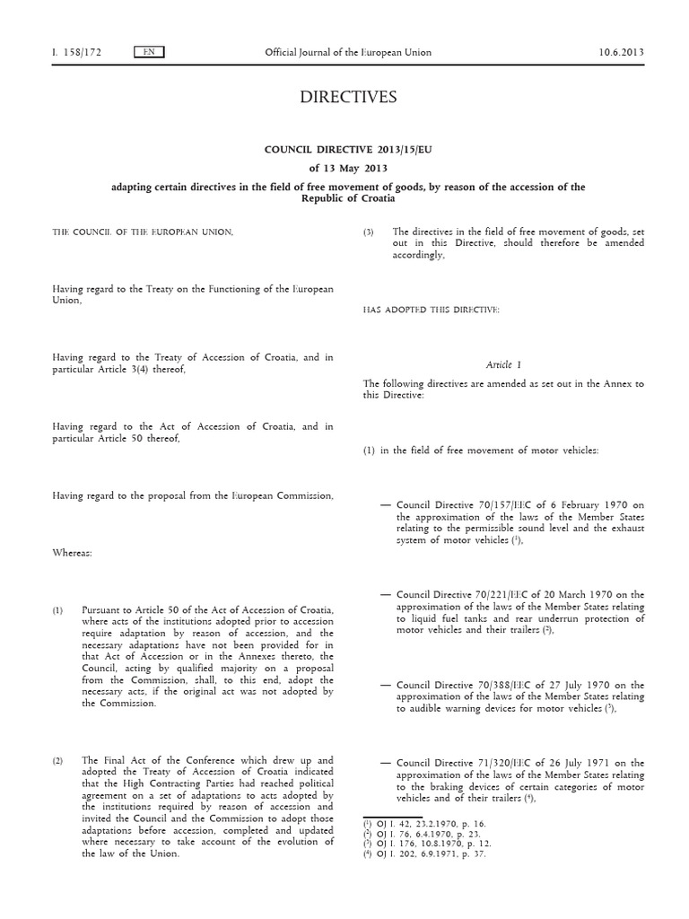Croatia's Accession: EU Goods Directives | PDF | Directive (European ...