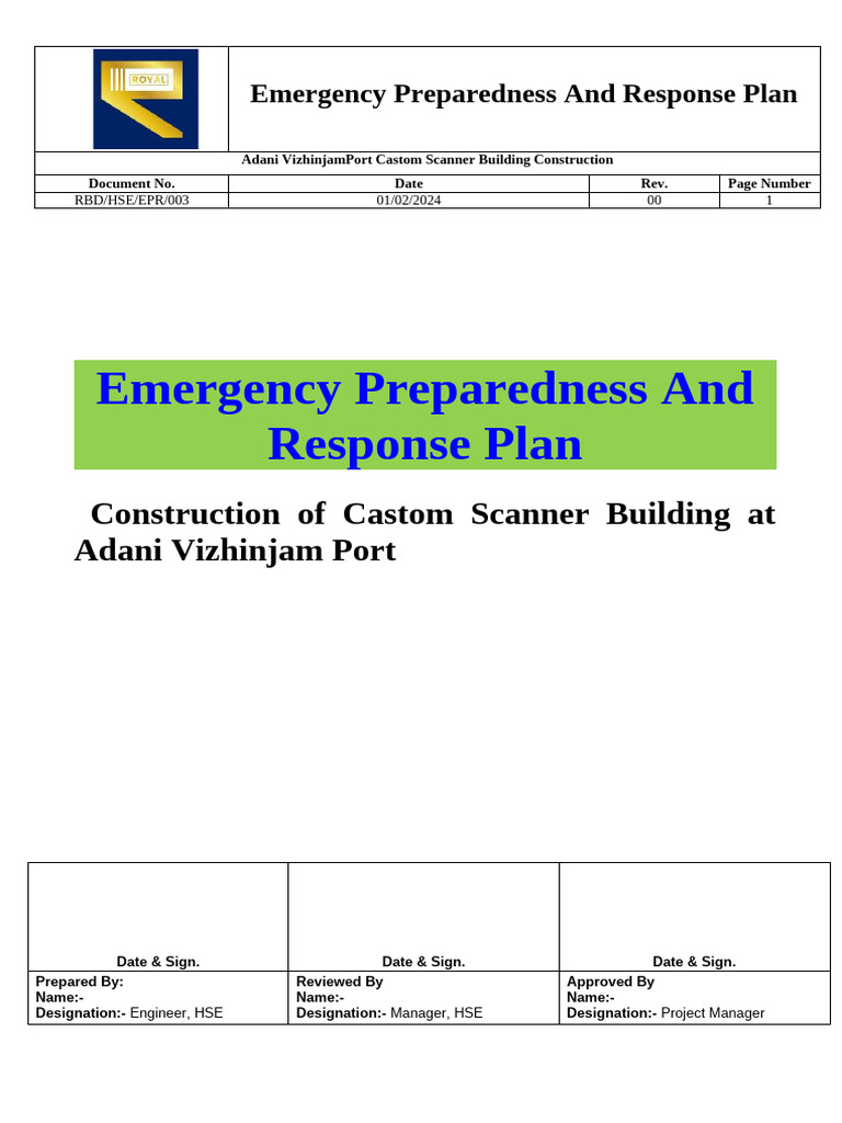 Emergency Response Plan for Vizhinjam Port | PDF | Emergency Management ...