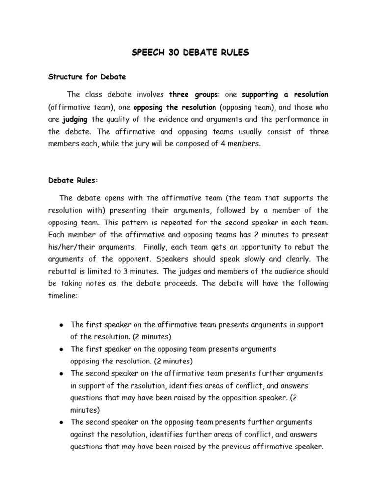 Structure For Debate Pdf