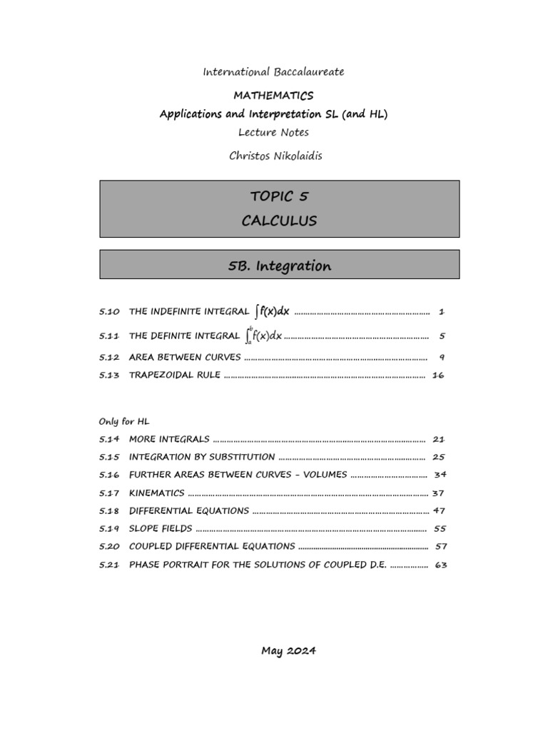 Topic 5B. Integration | PDF