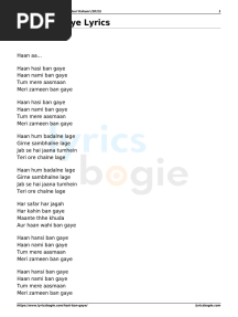 Hasi Ban Gaye - Lyrics