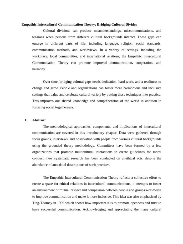 Empathic Intercultural Communication Theory Bridging Cultural Divides