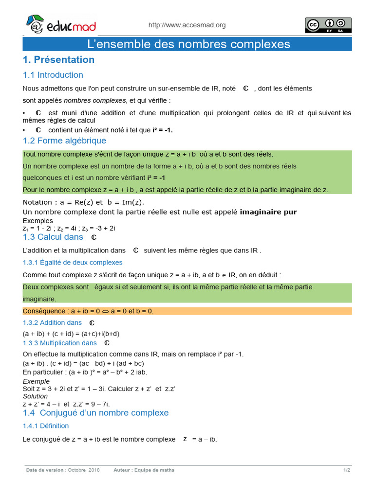 Ensemble Des Complexes | PDF