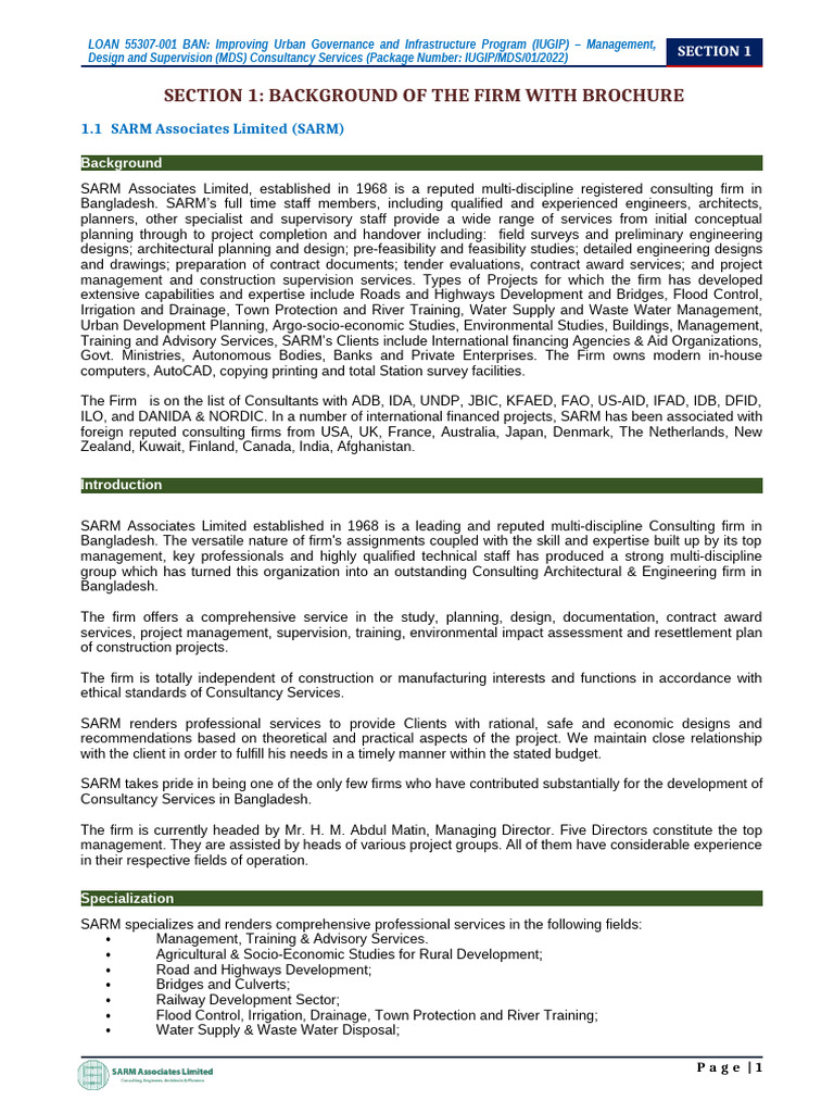 001 (1) - Section - 1 - Background of The Firms - SARM | PDF