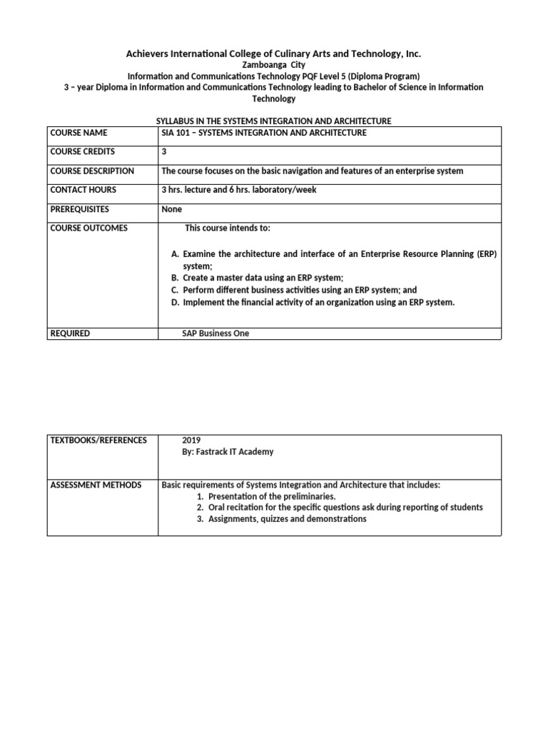 SIA 101 - Systems and Integration Architecture | PDF