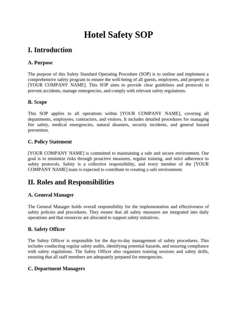 Hotel Safety SOP | PDF